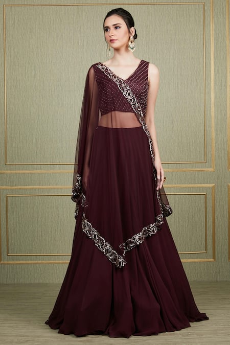 Charu and Vasundhara Embroidered Cape Lehenga Set 