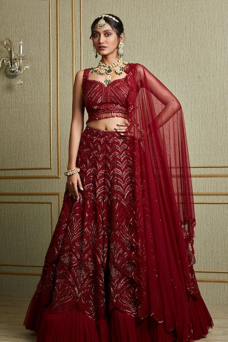 Charu and Vasundhara Embroidered Bridal Lehenga Set 