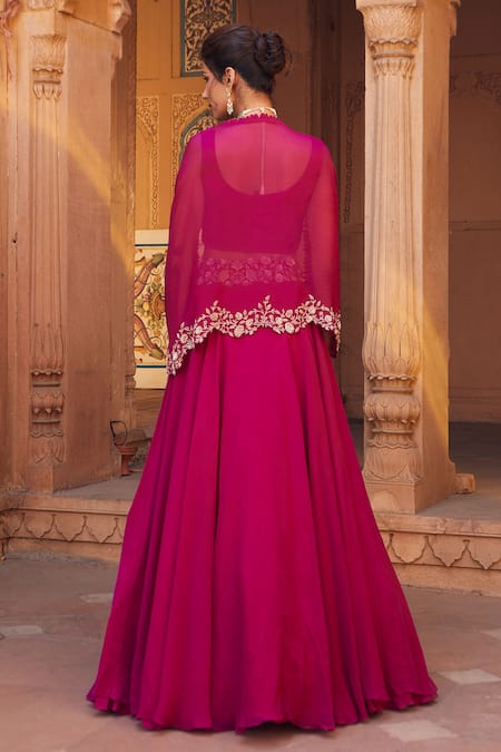 Charu And Vasundhara Embellished Cape Lehenga Set 