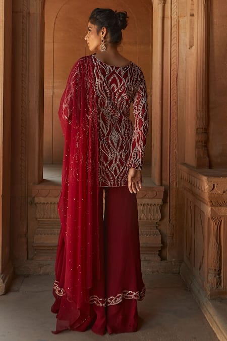 Charu And Vasundhara Embellished Kurta Sharara Set 