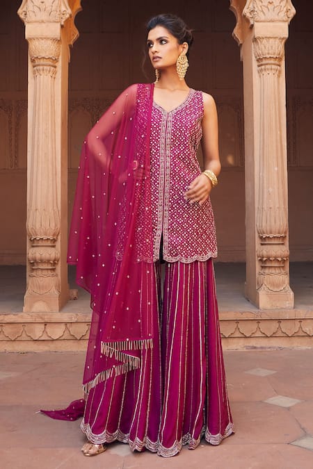 Charu and Vasundhara Embellished Kurta Sharara Set 