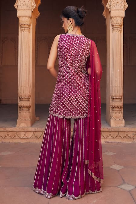 Charu And Vasundhara Embellished Kurta Sharara Set 