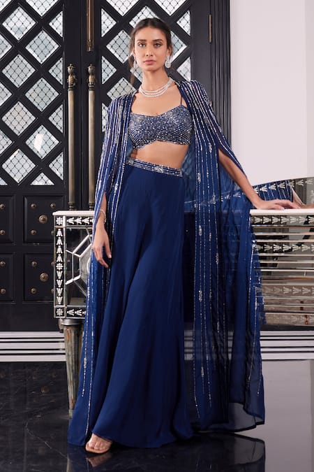 Charu and Vasundhara Esme Embroidered Cape & Sharara Set 