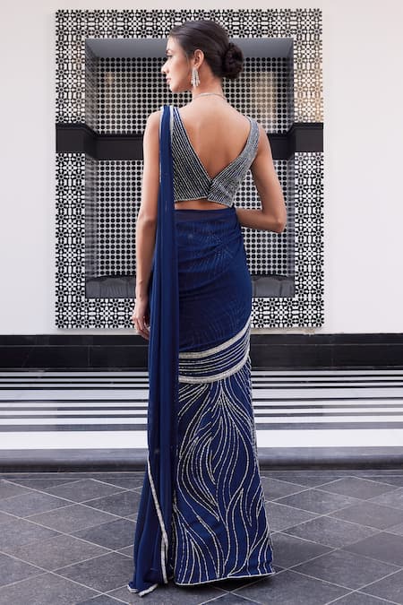 Charu And Vasundhara Eliza Pre-Draped Saree With Blouse 