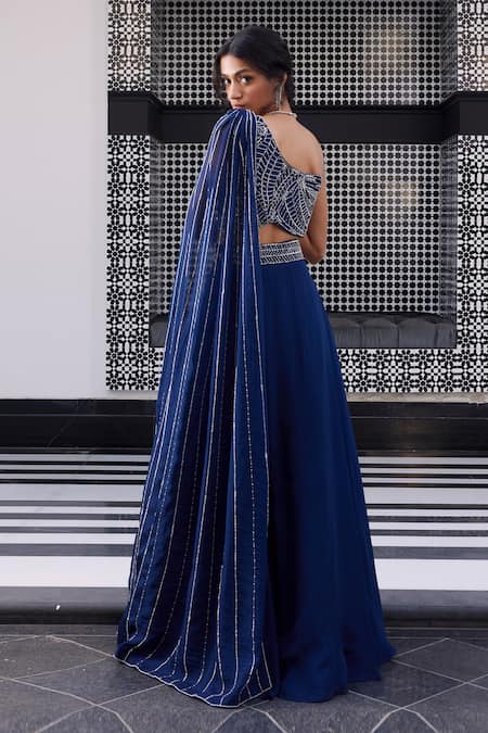 11 New Lehenga Silhouettes For Brides To Rock On Their Mehendi! | Blue  bridal, Sangeet outfit, Winter bride