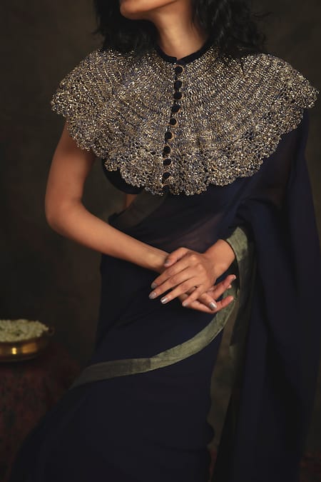 Black plain velvet saree with blouse - N N ENTERPRISE - 4143889