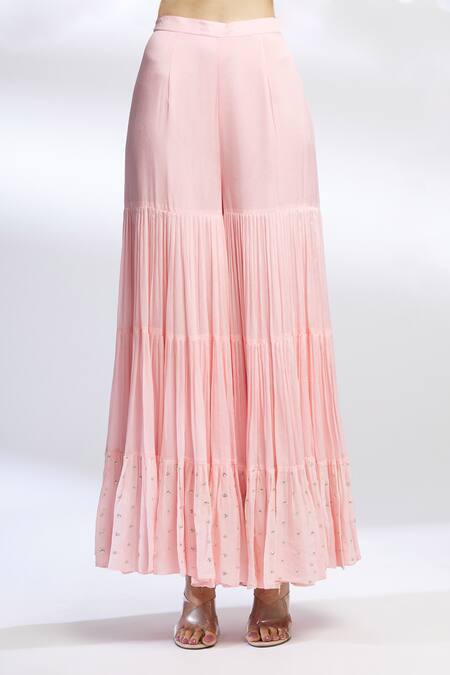 Shop Chamee And Palak Pink Blended Georgette Embroidered Kurta Sharara Set Online at Aza Fashions Shop_Chamee And Palak_Pink Blended Georgette Embroidered Kurta Sharara Set _Online_at_Aza_Fashions