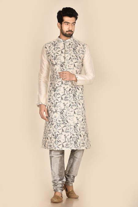 Aryavir Malhotra Silk Printed Kurta Set 