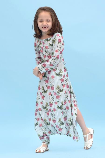 Shop_Pasha India_Green Linen Printed Dhoti Jumpsuit _at_Aza_Fashions