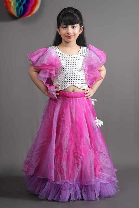 Kirti Agarwal - Pret N Couture_White Silk, Organza, Georgette Mirrors Tie-dye Lehenga With Blouse _Online_at_Aza_Fashions