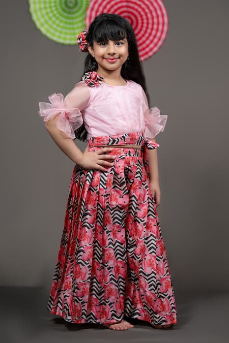 Kirti Agarwal - Pret N Couture Pink Silk, Organza Applique Printed Palazzo Set 