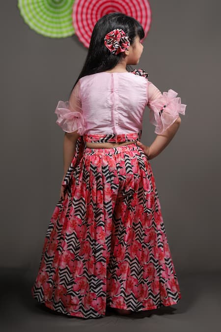 Shop Kirti Agarwal - Pret N Couture Pink Silk, Organza Applique Printed Palazzo Set at Aza Fashions Shop_Kirti Agarwal - Pret N Couture_Pink Silk, Organza Applique Printed Palazzo Set _at_Aza_Fashions