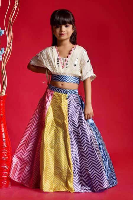 Kirti Agarwal - Pret N Couture_Multi Color Silk, Chiffon Embroidery Blouse And Lehenga Set _Online_at_Aza_Fashions