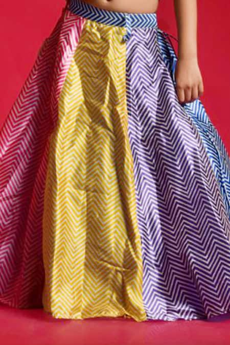 Shop_Kirti Agarwal - Pret N Couture_Multi Color Silk, Chiffon Embroidery Blouse And Lehenga Set _Online_at_Aza_Fashions