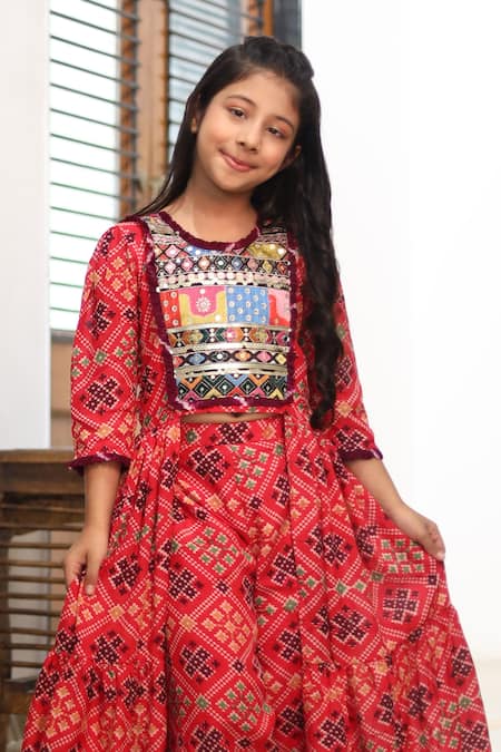 Kirti Agarwal - Pret N Couture_Red Silk, Cotton High Low Tunic And Palazzo Set _at_Aza_Fashions