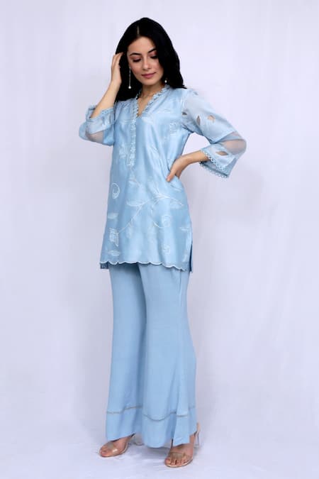 Ewaz Floral Embroidered Tunic & Pant Set 