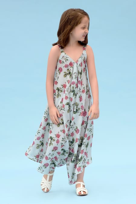 Pasha India_Green Linen Printed Jumpsuit _Online_at_Aza_Fashions