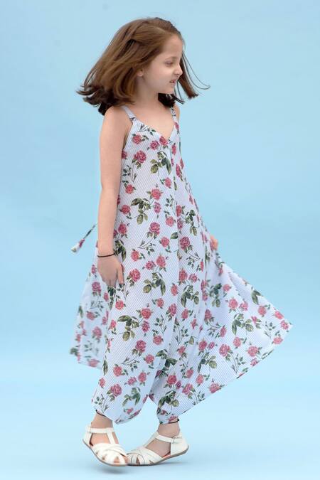 Pasha India Blue Linen Printed Jumpsuit Online at Aza Fashions Pasha India_Blue Linen Printed Jumpsuit _Online_at_Aza_Fashions