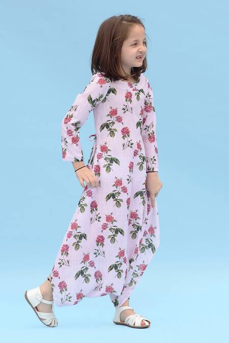 Buy Pasha India Pink Linen Embroidery Printed Dhoti Jumpsuit Online at Aza Fashions Buy_Pasha India_Pink Linen Embroidery Printed Dhoti Jumpsuit _Online_at_Aza_Fashions