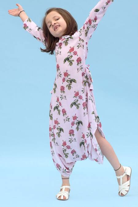 Shop Pasha India Pink Linen Embroidery Printed Dhoti Jumpsuit Online at Aza Fashions Shop_Pasha India_Pink Linen Embroidery Printed Dhoti Jumpsuit _Online_at_Aza_Fashions