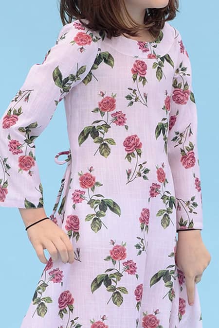 Pasha India Pink Linen Embroidery Printed Dhoti Jumpsuit at Aza Fashions Pasha India_Pink Linen Embroidery Printed Dhoti Jumpsuit _at_Aza_Fashions