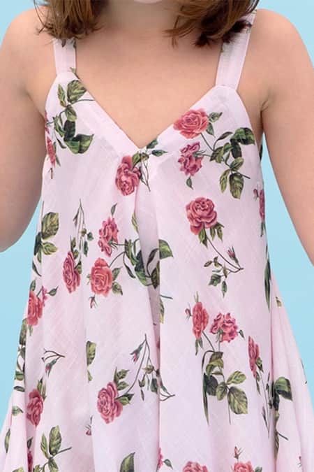 Pasha India Pink Linen Printed Jumpsuit Online at Aza Fashions Pasha India_Pink Linen Printed Jumpsuit _Online_at_Aza_Fashions