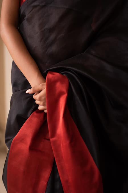 Shop Priyanka Raajiv Black Silk Chanderi Saree Online at Aza Fashions Shop_Priyanka Raajiv_Black Silk Chanderi Saree _Online_at_Aza_Fashions