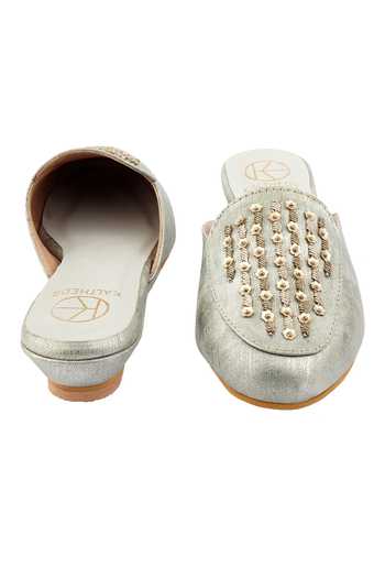Kaltheos_Grey Embroidered Olivia Wedge Mules_at_Aza_Fashions