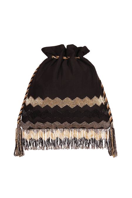Buy_Lovetobag_Black Embellished Kaleen Potli Bag With Handle_Online_at_Aza_Fashions