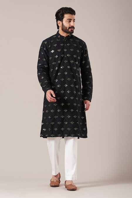 Kasbah Silk Chikankari & Sequin Embroidered Kurta Set 