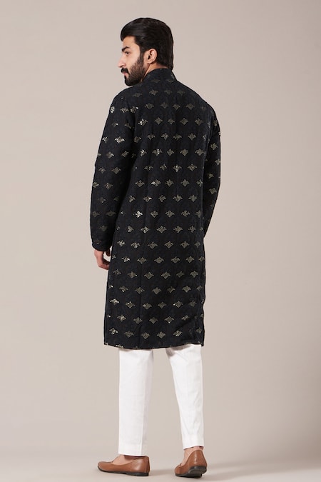 Kasbah Silk Chikankari & Sequin Embroidered Kurta Set
