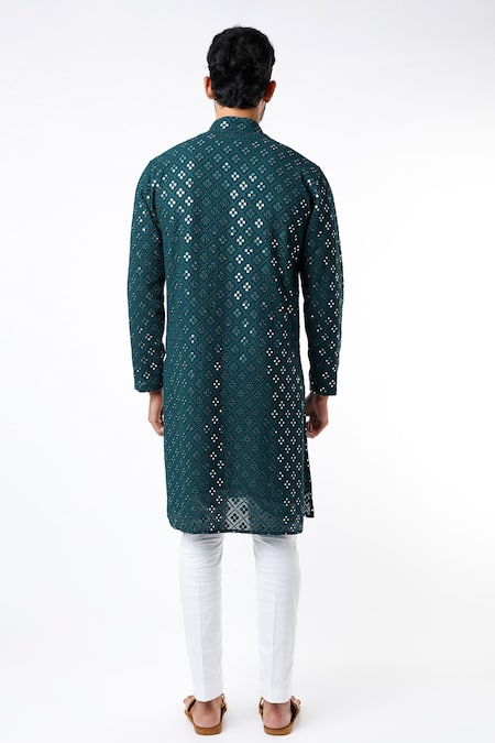 Kasbah Chikankari & Mirror Embroidered Kurta Set 