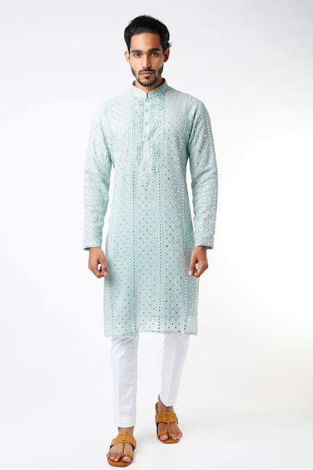 Kasbah Chikankari & Mirror Embroidered Kurta Set 