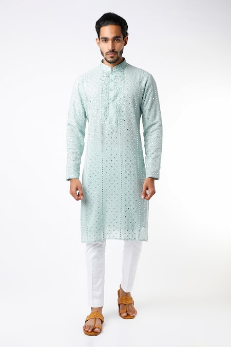 Kasbah Blue Georgette Embroidered Chikankari Kurta Set