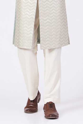 Shop_Kasbah_Green Poly Silk Sequins Embroidered Sherwani Set_Online_at_Aza_Fashions