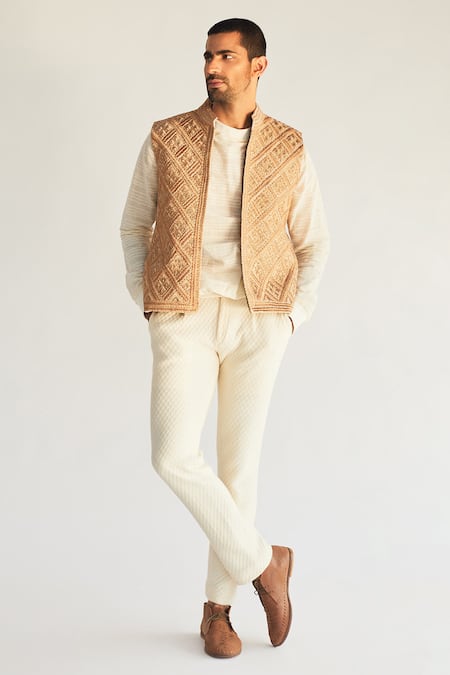 Kunal Anil Tanna Cotton Bundi & Pant Set 