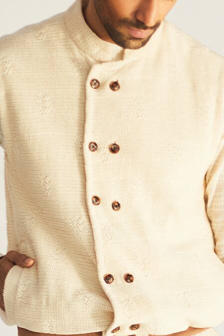 Kunal Anil Tanna Beige Cotton Bundi And Kurta Set Online at Aza Fashions Kunal Anil Tanna_Beige Cotton Bundi And Kurta Set _Online_at_Aza_Fashions