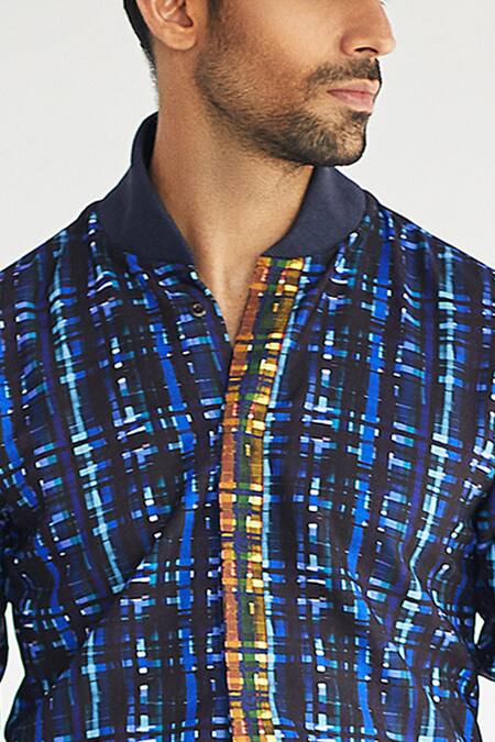 Kunal Anil Tanna_Blue Cotton Shirt And Shorts Set  _Online_at_Aza_Fashions
