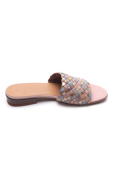 Tissr_Multi Color Leather Textured Sandals_Online_at_Aza_Fashions