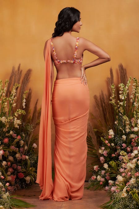 K & A By Karishma And Ashita Cosmos Pre-Draped Saree With Blouse 