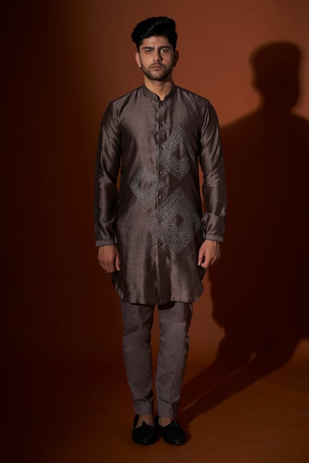 Kaaj Button X AZA Chanderi Silk Embroidered Kurta Set 