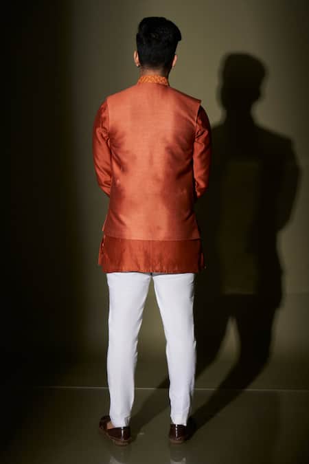 Kaaj Button X AZA Chanderi Silk Bundi Kurta Set 