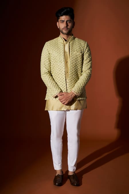 Kaaj Button X AZA Chanderi Silk Bandhgala & Kurta Set 