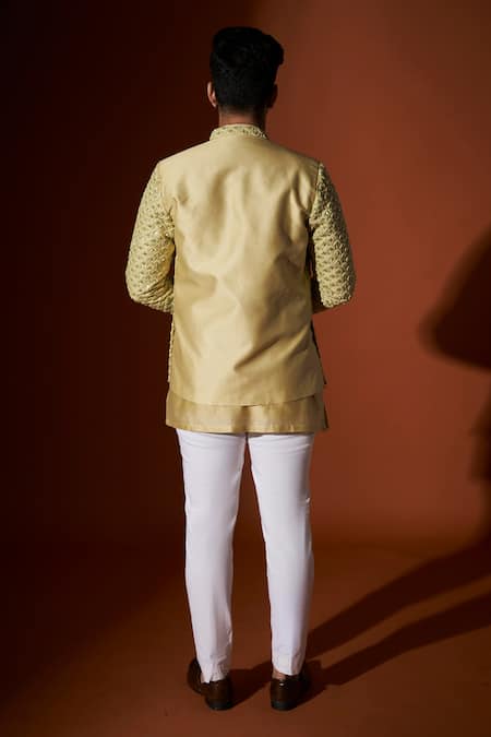 Kaaj Button X AZA Chanderi Silk Bandhgala & Kurta Set 