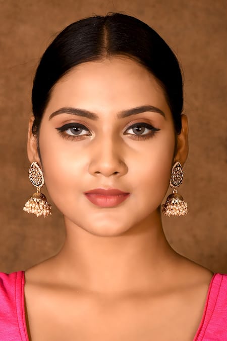 Buy_Khwaab By Sanjana Lakhani_Gold Plated Kundan Jhumka Earrings _Online_at_Aza_Fashions