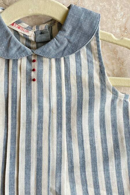 Shop Khela Blue Cotton Printed Stripes Top And Knickers Set Online at Aza Fashions Shop_Khela_Blue Cotton Printed Stripes Top And Knickers Set_Online_at_Aza_Fashions