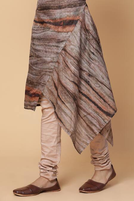 Buy_Kudrat Couture_Brown Cotton Marble Pattern Kurta Set_Online_at_Aza_Fashions