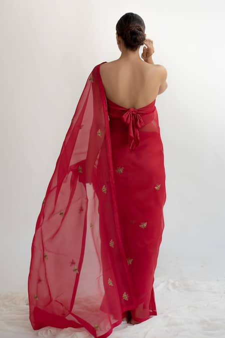 Kapardara Silk Organza Embroidered Saree 