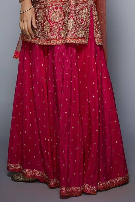 Shop_RI.Ritu Kumar_Pink Silk Round Embroidered Kurta Set _Online_at_Aza_Fashions