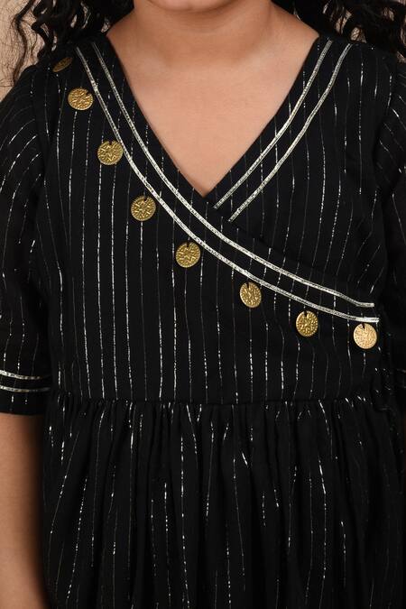 Shop_The Cotton Staple_Black Cotton, Lurex Gota Patti Rimjhim Angarkha And Palazzo Set _Online_at_Aza_Fashions